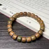 Pulsera Étnica de Sándalo Verde con Cuentas de Barril de Corte Recto Hecha a Mano Sándalo Pulsera Pequeña para Hombre y Mujer Círculo Sencillo