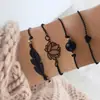 Pulsera y tobillera de estilo étnico vintage más vendidas con forma de hoja de loto y corazón en Europa y América, joyería multicapa simple y versátil