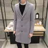 Casaco de lã masculino outono e inverno coreano slim fit longo corta-vento casaco de lã engrossado masculino comércio exterior Atacado