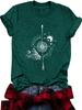 Comércio Exterior Explosivo Feminino Europeu e Americano Verão Feminino Padrão Lua Montanha Gola Redonda Manga Curta Casual Moda Camiseta