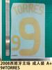 2008 Espanha Casa Adulto Pacote A 9#TORRES Número da Camisa Estampagem de Letras Número Colagem de Transferência de Calor