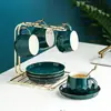Juego de Tazas de Cerámica de Alta Gama para Uso Doméstico, Tazas de Té, Tazas de Café, Jarra Transparente de Vidrio para Jugos y Agua Fría para la Sala de Estar, Tetera Transparente