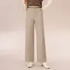 Ropa nueva para mujer 2026 otoño e invierno pantalones casuales de moda rectos gruesos de cintura alta sueltos fluidos de pierna ancha largos