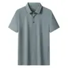 Camisa Polo Masculina de Seda Gelada Manga Curta Roupa de Verão de Alta Qualidade Ombro Normal Solta Tamanho Grande Sem Costura Novo Estilo Camiseta de Temperamento Personalizada