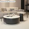 Mesa de centro redonda minimalista em ardósia para sala de estar, adequada para apartamentos pequenos, moderna e simples, luxo leve, sensação de alta qualidade, novo modelo 2006