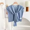 Xale Pequeno de Lã Colorido de Doce para Primavera e Outono Estilo Coreano Moda Outerwear Manto de Cor Sólida Xale Multiuso Cobertura para Bumbum