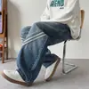 Jeans Listrado Estilo Americano Vintage Novo Outono/Inverno 2026 para Homens, Calças Casuais Tendência de Caimento Solto Wide-Leg