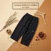 Calça de Moletom Esportiva Infantil Meninos Roupas de Outono Bloco de Cores Bolsos com Patch Estampa de Letras Solta Perna Reta Calça Casual de Bebê Tendência
