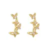 Nuevos Pendientes de Mariposa, Libélula, Alce, Serpiente con Circonita para Mujer, Chapados en Oro Real, Pendientes Retro, Clavos y Pendientes