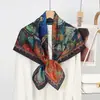 Novo Lenço de Seda Falsa Verão Estilo Coreano Versátil Proteção Solar Lenço Feminino Toque de Luxo Acessório Fita de Seda Lenço Quadrado 90cm