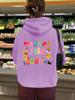 Sudadera con capucha de manga larga y forro polar para mujer, con bolsillo tipo canguro, estampado de letras de dibujos animados, para otoño e invierno, talla europea transfronteriza, para Europa y América