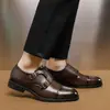 Zapatos Casuales de Cuero de Talla Grande 47 48 sin Cordones Puntiagudos de Cruzar la Frontera Mocasines con Hebilla de Caña Baja Zapatos de Moda Tendencia