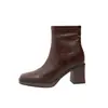 Botas de Tacón Alto Cuadrado Retro para Mujer, Estilo Británico, Cremallera Lateral, Versátiles para Viajar, Nuevo Estilo 2026, Altura 11cm