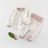 Conjunto de Ropa de Otoño Jingqi para Bebé Pantalones de Otoño de Algodón Puro con Cintura Alta que Protege la Barriga, Broches en la Entrepierna, Ropa Interior Separada para Bebés