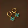 Brincos de flor de resina com zircônia cúbica banhados a ouro 18k, brincos de luxo estilo francês, design único, joias da moda