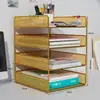 Estante de almacenamiento para escritorio de oficina estante de almacenamiento de archivos estante de archivos caja de almacenamiento colección de artículos de oficina carpeta multicapa de escritorio