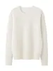 Novo suéter de tricô de cashmere liso para outono e inverno, gola redonda da moda, versátil para o trabalho, pulôver simples, suéter feminino de corte solto