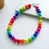 Collar de cuentas geométricas degradado colorido transfronterizo europeo y americano, cadena para la clavícula estilo resort de playa, joyería de lujo ligero de alta gama al por mayor