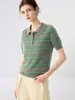 Outono/Inverno Novo Suéter de Gola Alta em Cashmere Puro Slim-Fit Valorizador Cor Color Block Versátil Malha de Manga Curta