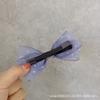 Pinza para el pelo estilo coreano dulce para chica adulta, azul humo, lunares, lazo de hilo de seda, pinza de resorte, pinza para coleta