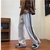 Pantalones de pana para hombre, otoño e invierno, moda urbana, deportivos, combinables, rectos, holgados, de marca, con rayas, informales