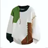 Tricots Patchwork Coloridos Contrastantes para Homens e Mulheres no Outono e Inverno Pulôver Casual Solto Nicho Tricô Casal Tops