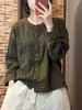 Disponible en varios colores, esta nueva colección de primavera/otoño presenta una elegante y estilosa camisa de algodón y lino de manga larga con cuello mao, bolsillos y un diseño de cárdigan para mujer.