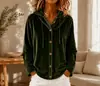 Chaqueta cárdigan con capucha de terciopelo abotonada europea y americana 2026, nueva moda casual de color liso para otoño e invierno, ropa para mujer