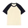 Camiseta infantil de manga curta raglan com blocos de cor em algodão pesado 200g, moda pai-filho, estampada para homens e mulheres, recomendada