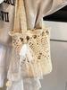 Moda Al Por Mayor Nicho Mori Artístico Hueco Tejido Bolso Cubo Ligero Combinable Estilo Occidental Bolso de Hombro para Vacaciones