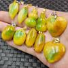 Jade Jade Huang Fei Colgante de Jade en Forma de Corazón Verde Oliva Hoja de Calabaza Colgante de Superficie de Huevo Collar de Agujero Pasante para Hombre y Mujer Colgante de Jade