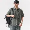 Ropa de Hombre Fengshe / Camisa de Manga Corta para Hombre Verano Seda de Hielo Delgada 2026 Nueva Corte Holgado Tie-Dye Camisa Casual