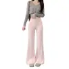 Pantalones Deportivos Color Café Ligeramente Acampanados para Mujer, Otoño/Invierno 26 Nuevo Estilo, Cintura Alta, Adelgazantes, Buena Caída, Pantalones de Chándal Casuales, Pantalones de Campana