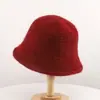 Nuevo sombrero de pescador de punto hueco de mezcla de lana para otoño e invierno para mujer, hace que la cara se vea más pequeña, versátil, cálido, sombrero tipo cubo de moda estilo coreano