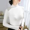 Camiseta Térmica de Doble Cara para Mujer con Mangas Largas Nuevo Estilo Otoño e Invierno 2026 Cuello Semi-Alto Corte Ajustado Top Cálido que Conserva el Calor para Mujer