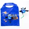 Bolsa de compras portátil de poliéster 190T para supermercado al por mayor, animal de dibujos animados, búho, publicitaria, ecológica, bolsa de almacenamiento plegable