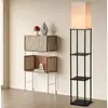 Suministro Directo Transfronterizo de Amazon Lámpara de Pie con Estante de Madera LED de Atmósfera Retro Europea para Dormitorio, Estudio y Sala de Estar