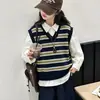 Conjunto de Chaleco de Lana y Camisa de Moda para Niñas de Primavera y Otoño, Conjunto Casual de Tres Piezas de Jeans Estilo Coreano para Niñas Mayores