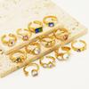 Joyería Retro Europea y Americana de Acero Inoxidable Anillo de Piedra Lunar con Líneas Geométricas Irregulares, Anillo Abierto Ajustable para Mujer