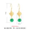 Pendientes de oro antiguo, plata de ley s925, pendientes de jade hetiano, pendientes de estilo étnico, elegantes nuevos pendientes de calcedonia verde de moda para mujer.