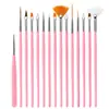 Juego de 15 piezas para decoración de uñas, bolígrafo para tallar líneas de dibujo, punta perforadora, pinceles para decoración de uñas, venta al por mayor