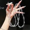 Lanyard de Cristal para Teléfono Cruzado con Correa, Lanyard Largo Hecho a Mano con Cuentas para Funda de Teléfono, Cadena para Bolso