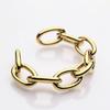 Pulsera de Cadena Ancha Chapada en Cobre de Alta Retención de Color con Oro Brillante de 18K, Diseño Abierto, Sensación Exagerada y de Alta Gama, Joyería Europea, Americana y Coreana al por Mayor
