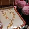 Collar de Moneda de Cobre Koi Filigrana Antigua Cielo Estrellado Piedra Preciosa Nuevo Estilo Chino Conjunto de Pulsera Elefante Auspicioso de Cristal Rosa