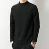 Nova blusa masculina de gola alta de manga comprida para o outono, estilo coreano, moderna, camiseta preta pura para o outono