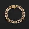 Pulseira Masculina de Aço Inoxidável Hip Hop Europeu e Americano Zircônia de Dupla Fileira Corrente Cubana Joia Streetwear Tendência Personalizável