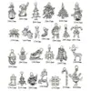 26 Tipos de Colgantes Antiguos de Plata con Temática Navideña DIY Accesorios de Joyería Retro de Aleación Colgantes para Collares y Pulseras Transfronterizos