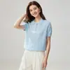 Novo Top de Tricô de Caxemira de Manga Curta para Outono Novo Feminino Temperamento Francês Gola Polo Tricô Trançado Suéter Base de Lã