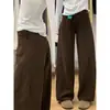 Calça Scimitar Marrom para Mulheres 2025 Tendência Nova Outono e Inverno Solta Emagrecimento Calça Banana Melard Tendência