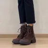 Botines altos de suela gruesa y suaves 2026 estilo moderno otoño/invierno retro punta redonda cierre lateral con cordones Botas Martin para mujer
